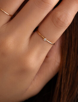 mini bezel 單鑽14k包金戒指 made in singapore