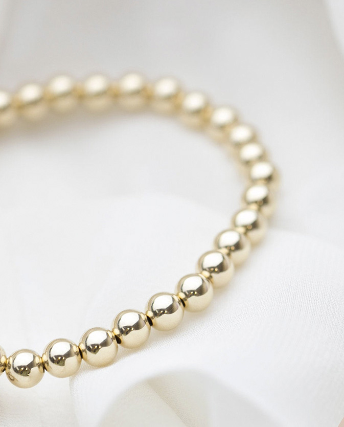 摩登小金球14K包金彈性手鍊 - 5mm Made in USA