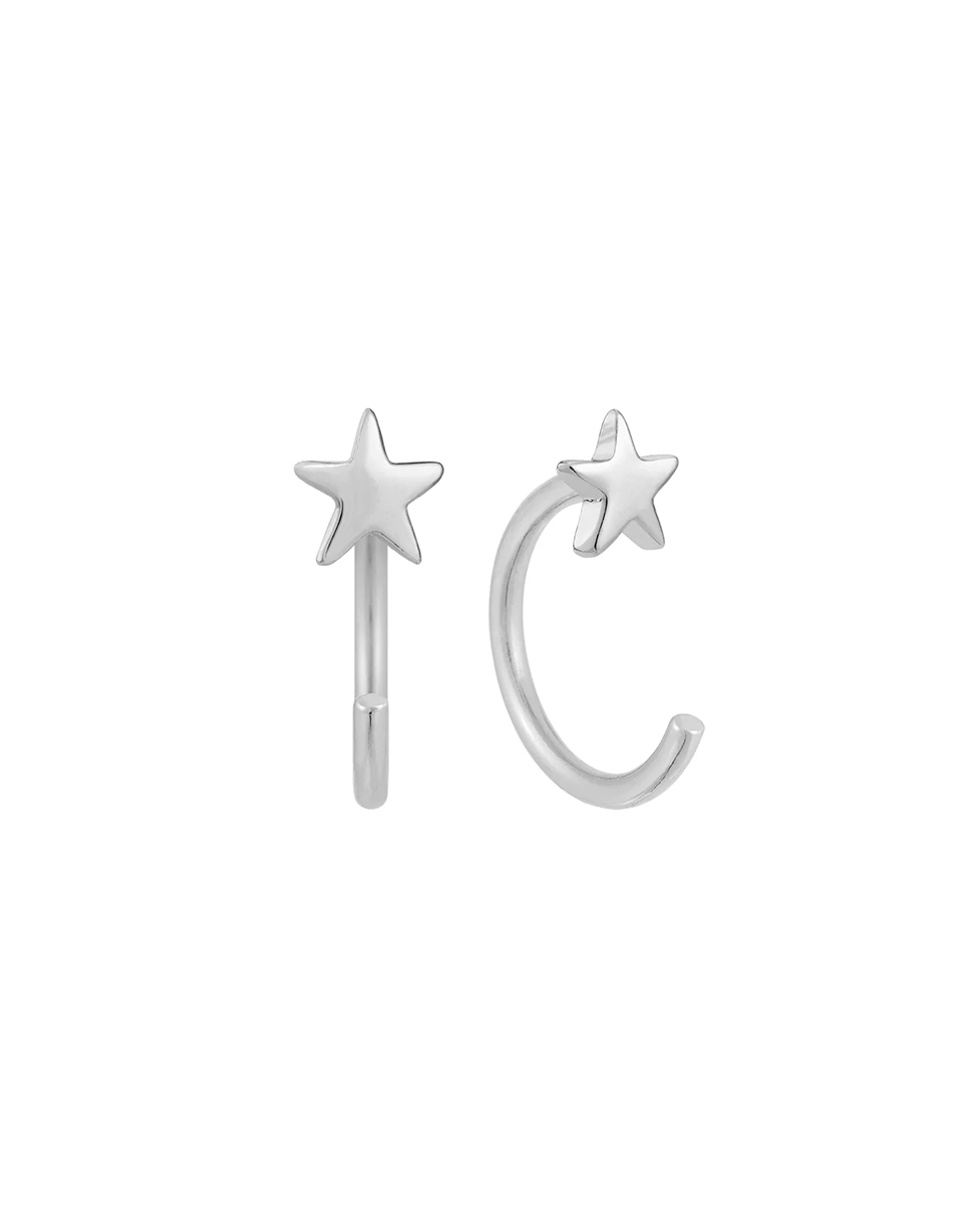 Little Star 純銀星星C形耳環 Made in Singapore
