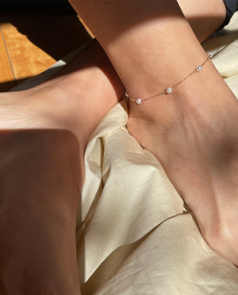 Dainty Pearl 蕾絲裙珍珠腳鍊 Made in USA