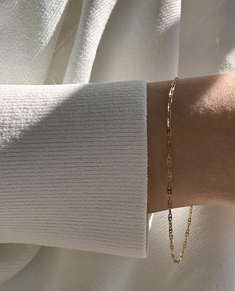 14K金纖巧豬鼻子手鍊 Made in USA