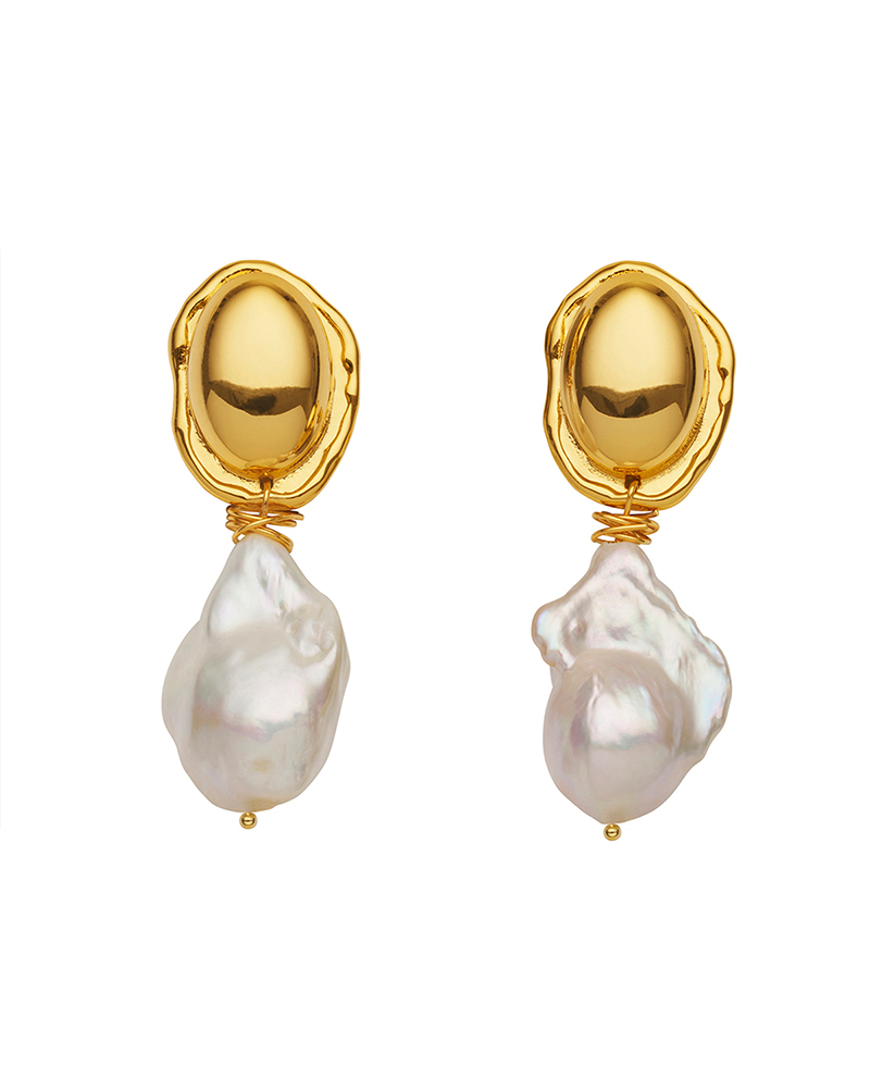 Dale 橢圓吊墜巴洛克珍珠耳環 Made in Italy