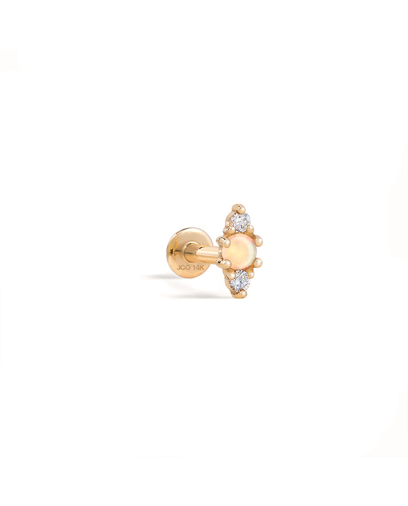 14K金侯爵夫人蛋白石閃鑽耳環(單入) Made in Singapore