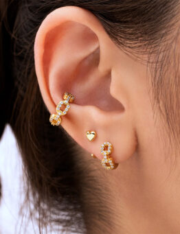 luxe pave 純銀鍊結耳骨夾(單入) made in singapore