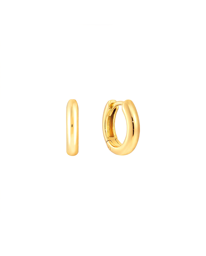 Luxe 素面燦金Hoop耳環 Made in Singapore