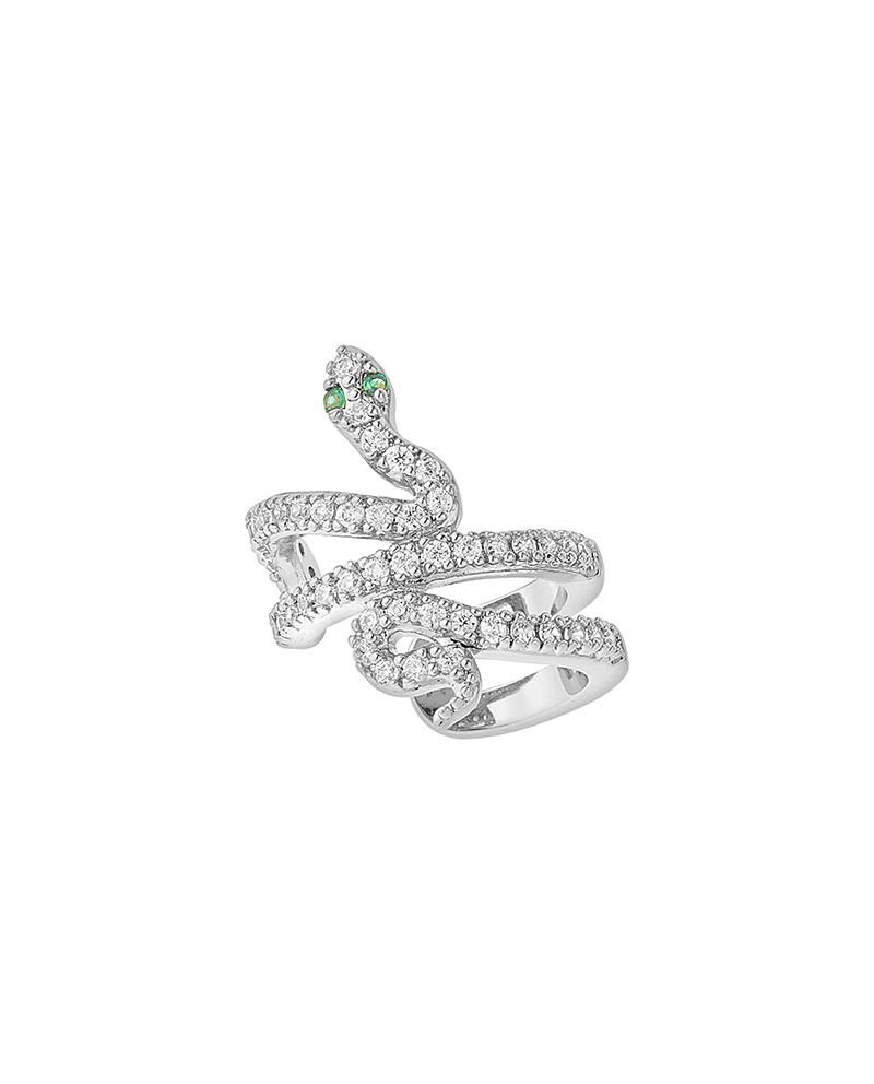 Sparkly Snake 純銀綠眼蛇形耳骨夾(單入)