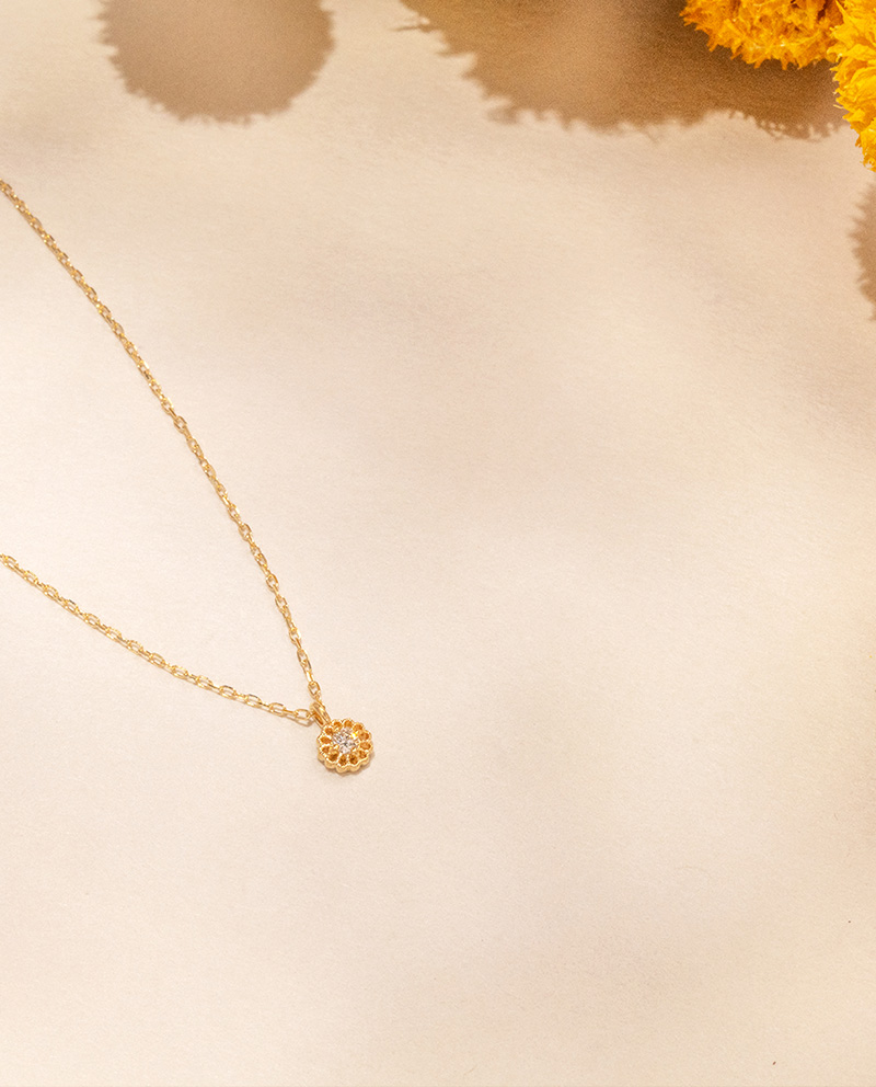 K10 古典小花鑽石項鍊