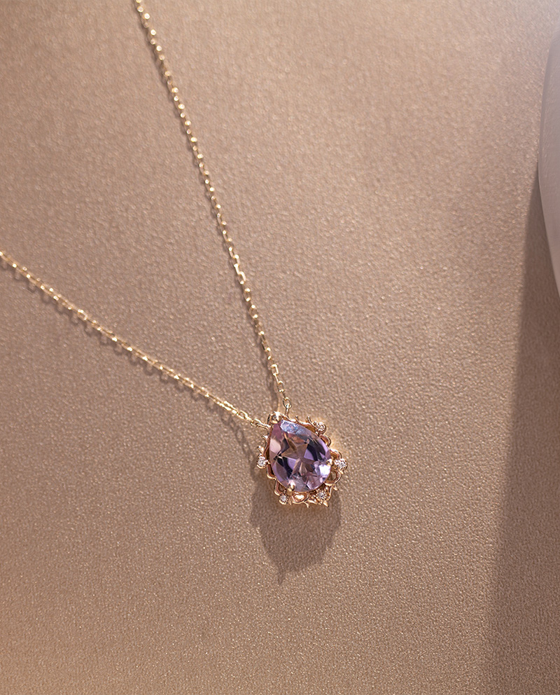 K10 洛可可風格鑲嵌紫黃晶項鍊