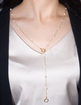 米蘭交織雙環淡水珍珠長項鍊