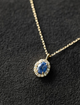 K18 天然藍寶石環鑽項鍊(附鑑定證書)