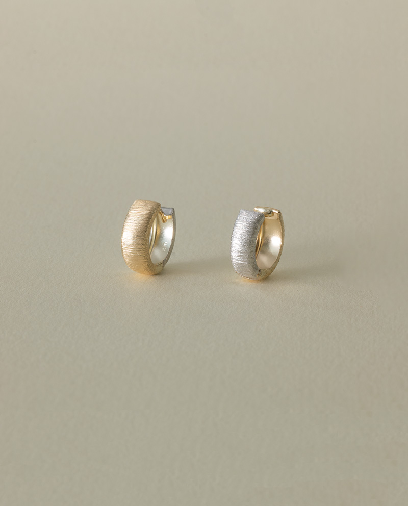 K10 拉絲雙色小圈耳環