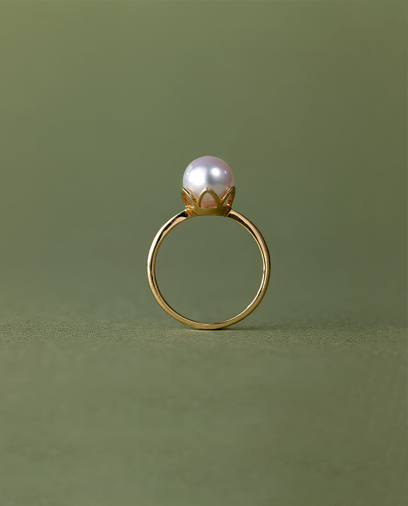 K18 尊貴花蕊AKOYA珍珠戒指(附鑑定證書)