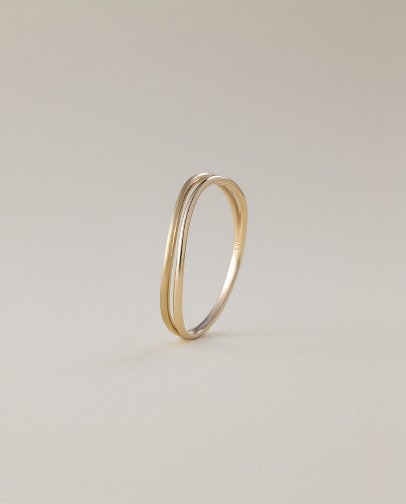 K10 雙層流線戒指