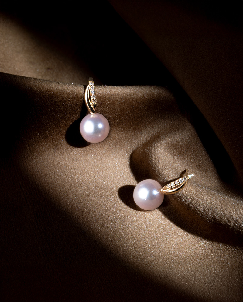 K18 松葉Akoya珍珠耳環