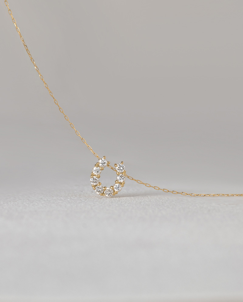 K18 D color 幸運馬蹄鑽石項鍊 0.2ct(附鑒定書)