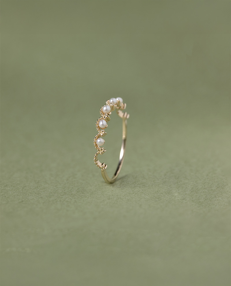 K10 花冠淡水珍珠戒指