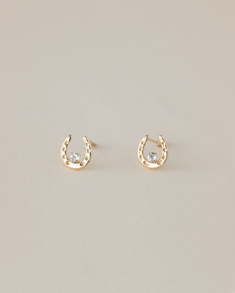 K10 小馬蹄海藍寶耳環