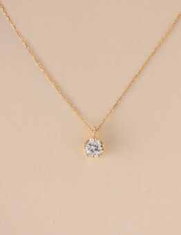 K10 曜光五爪鑲單鑽項鍊 0.15ct