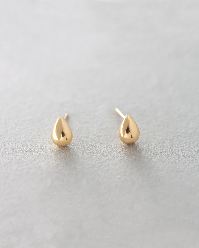 K18 立體小水滴耳環