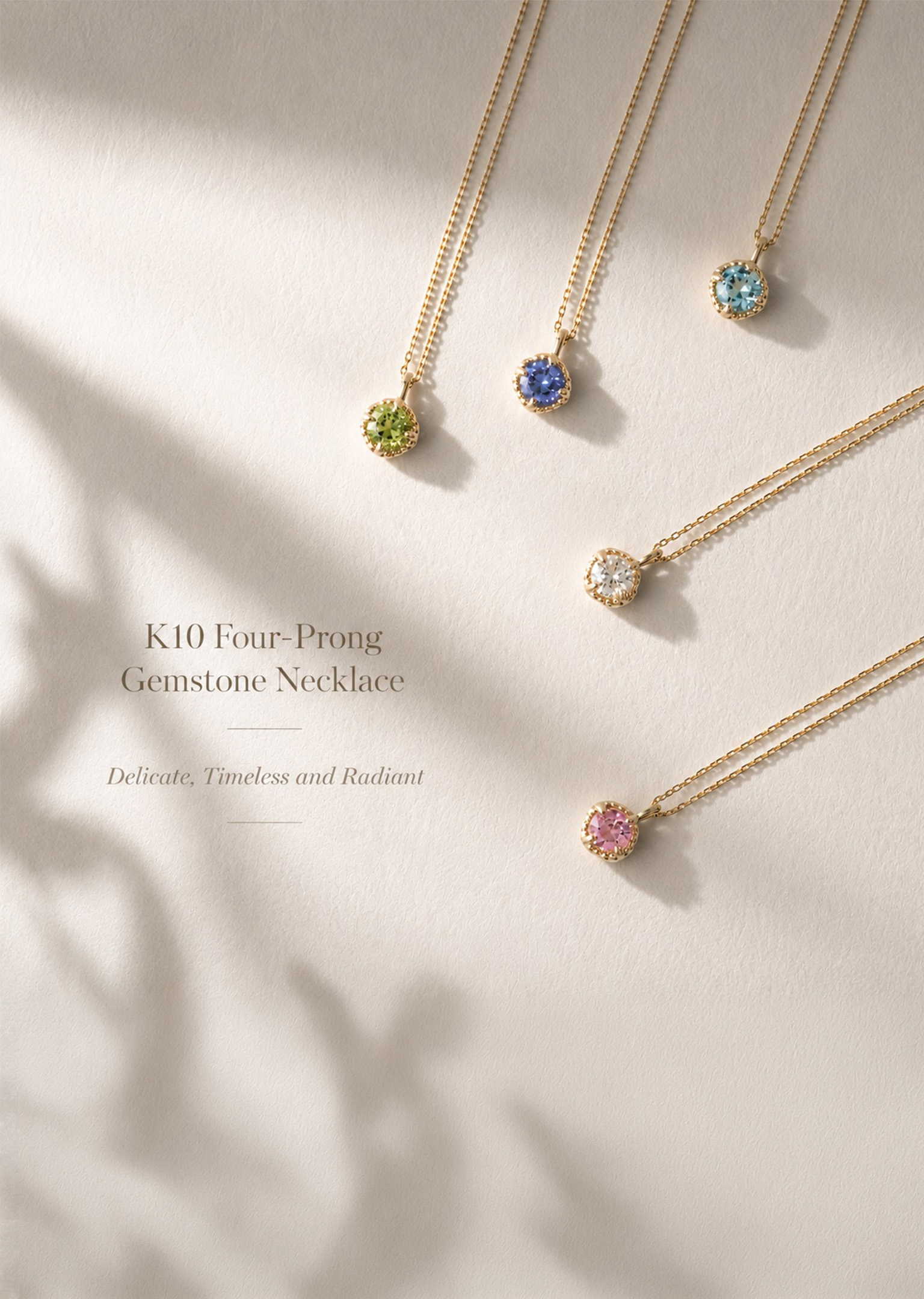 K10 初蕾四爪鑲嵌粉紅碧璽項鍊 0.1ct