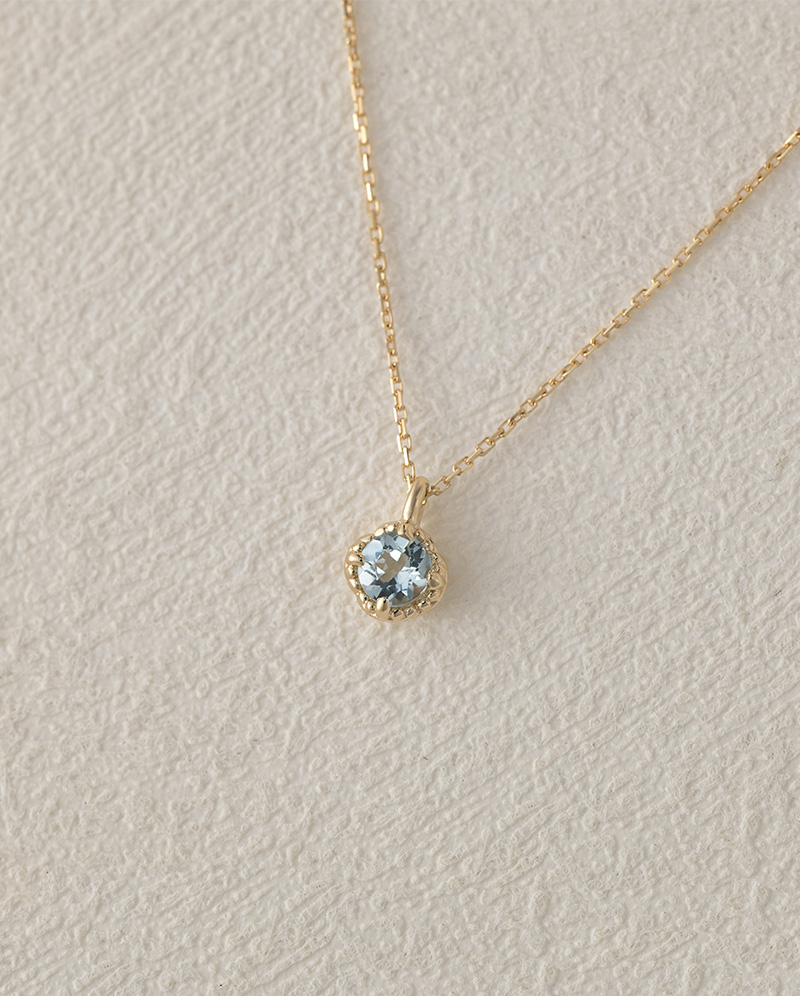 K10 初蕾四爪鑲嵌海藍寶項鍊 0.1ct