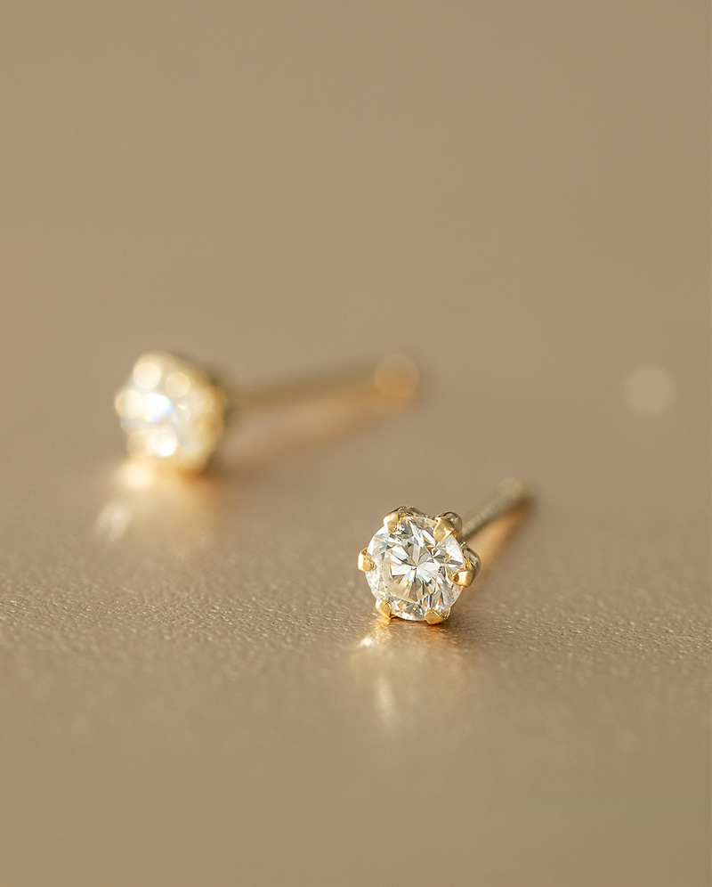 K18 經典六爪鑲鑽石耳環 0.2ct